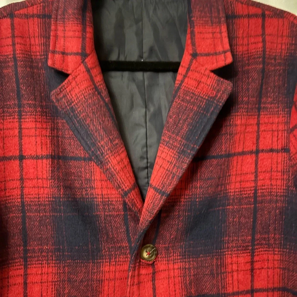 Red and Black Plaid Coat no size no label